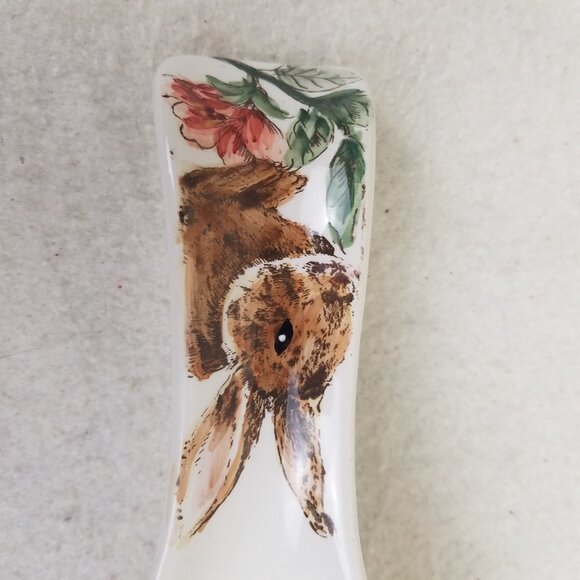 Spoon Rest Ceramic Spring Easter Floral Bunny Rabbit Maxcera - Picture 8 of 11